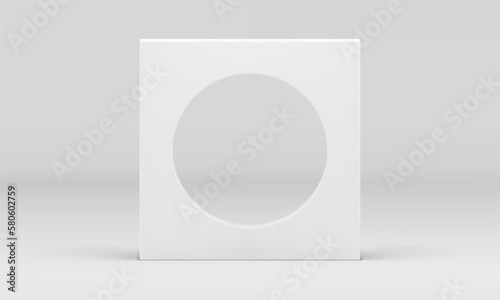 Squared wall circle hole geometric vertical foundation 3d decor element realistic vector