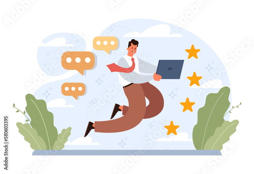 Positive thinking and optimism concept set. Employee motivation
