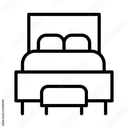 Bed flat line icon. Outline sign for mobile concept and web design, store.