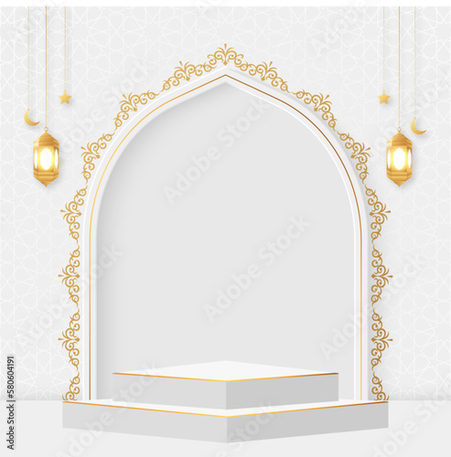 Islamic Podium 3D Product Display Sale Banner Background