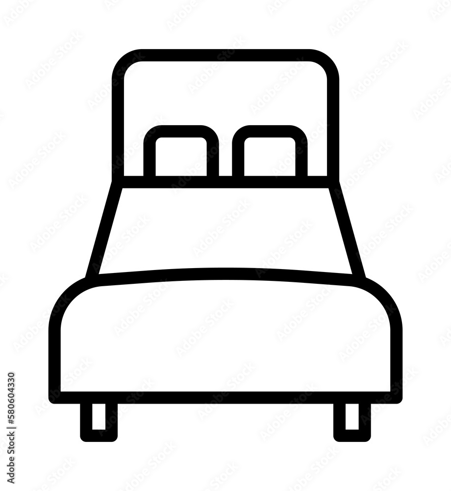 Bed flat line icon. Outline sign for mobile concept and web design, store. Bed flat line icon. Outline sign for mobile concept and web design, store.