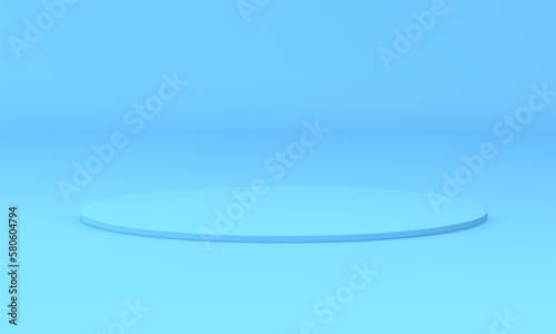 Blue pedestal round basic construction concert stage 3d platform for product presentation vector