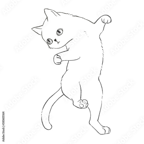 Line drawings of floating cats for coloring, cartoons, illustrations.