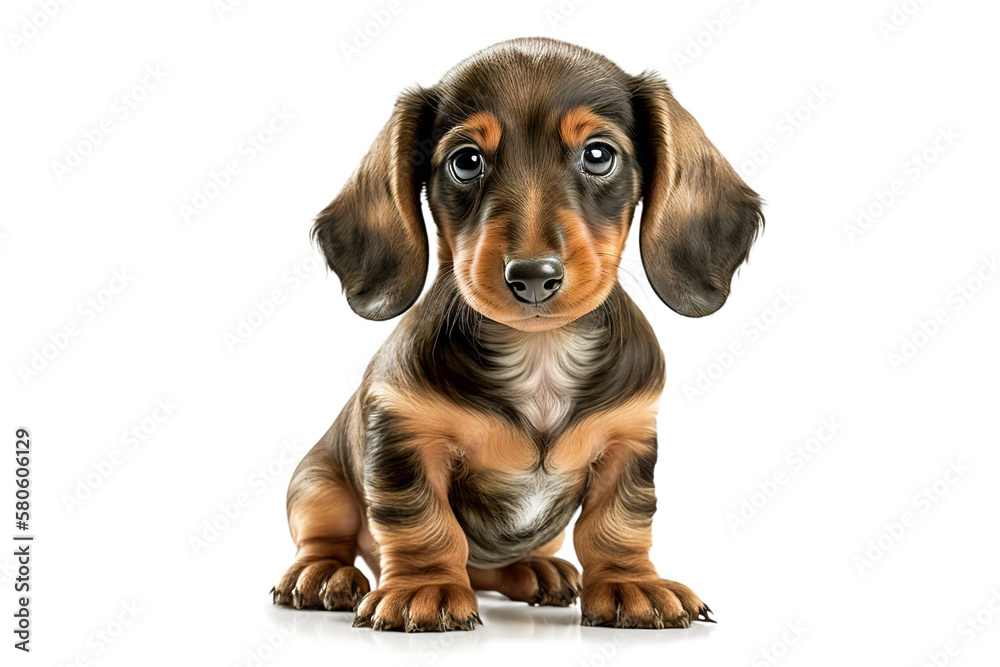 Adorable puppy Dachshund isolated on transparent background. Portrait of a cute dog. PNG. digital ai art