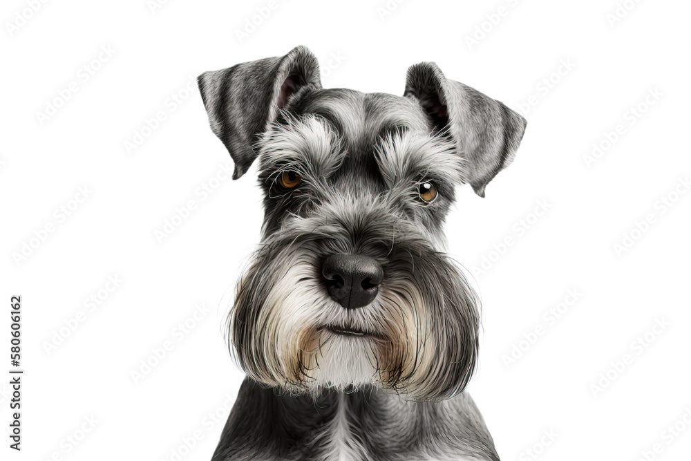 The Miniature schnauzer isolated on transparent background. Portrait of a cute dog. PNG. digital ai art The Miniature schnauzer isolated on transparent background. Portrait of a cute dog. PNG. digital ai art