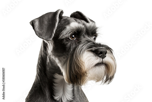 The Miniature schnauzer isolated on transparent background. Portrait of a cute dog. PNG. digital ai art
