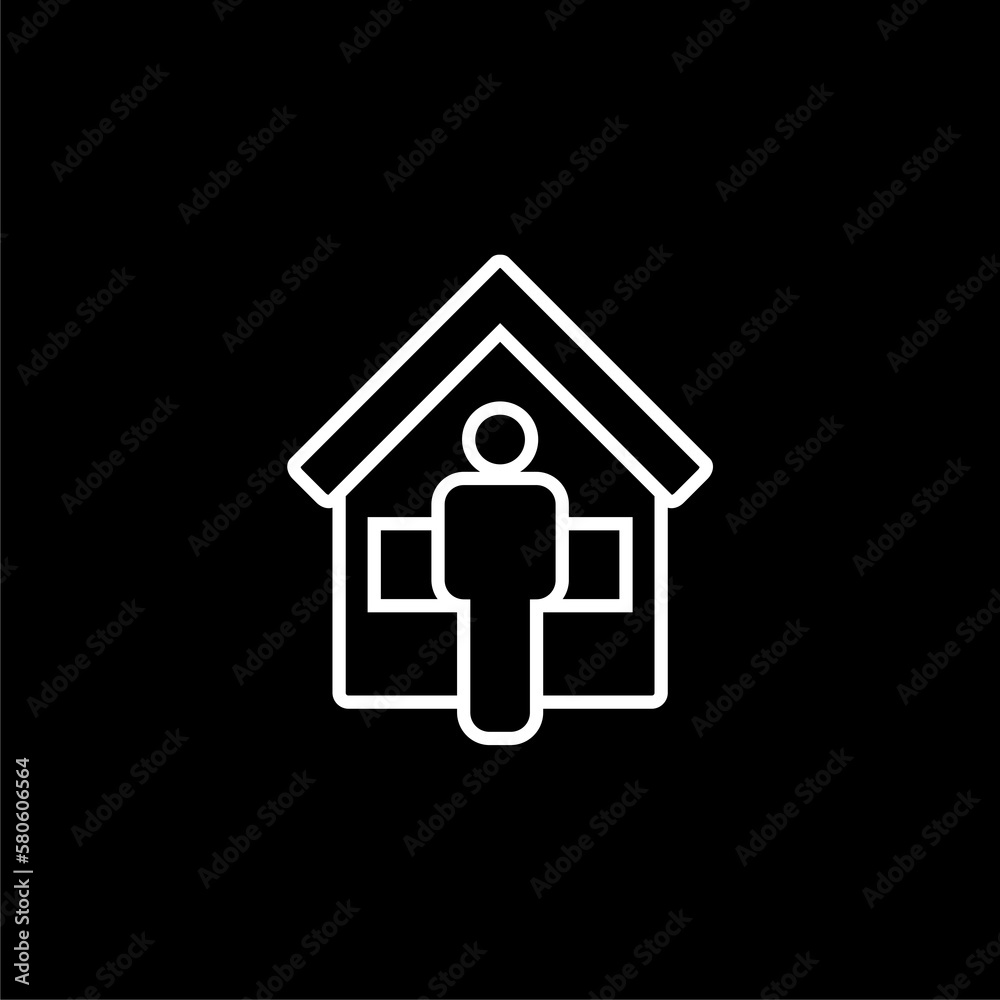 House owner line icon on isolated on black background. House owner line icon on isolated on black background.
