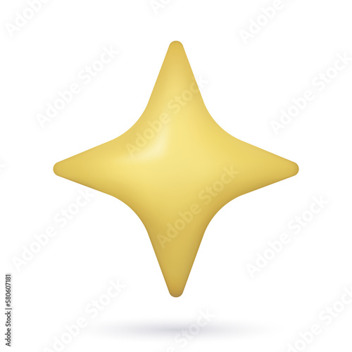3d yellow star icon realistic plastic three dimensional vector illustration on white background
