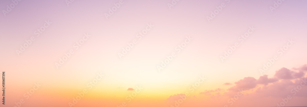 sky panorama Natural colors Evening sky Shine new day  for Heaven,The light from heaven from the sky is a mystery,
In twilight golden atmosphere,Modern sheet structure design New Year 2023