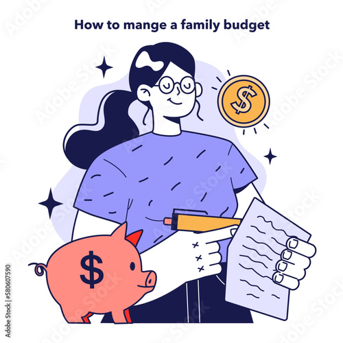 Family budget planning. Household earnings and expenses management
