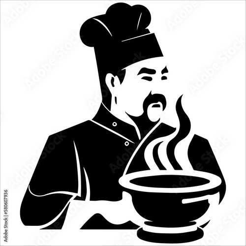 chef with hot pot soup