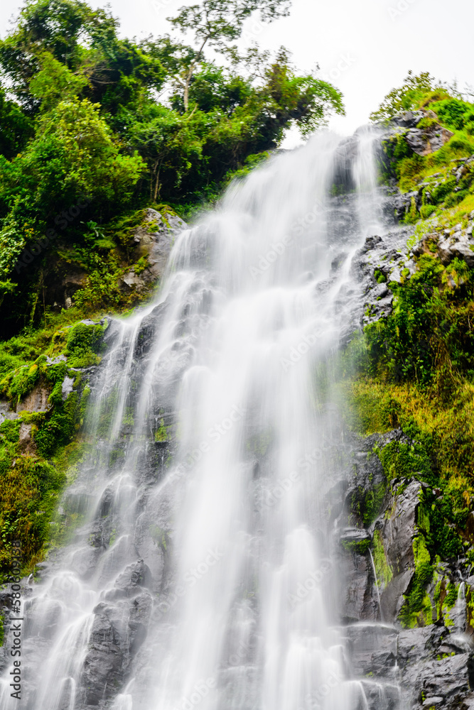 Obraz premium View of Materuni waterfall at foot of mountain Kilimanjaro not far from the city Moshi, Tanzania