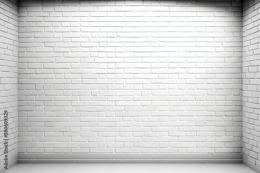Fototapeta premium White brick wall illustration. Generative AI