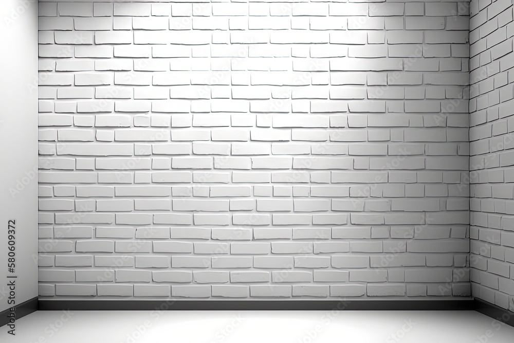 Fototapeta premium White brick wall illustration. Generative AI