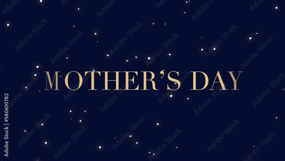 Mothers Day with confetti and glitters on blue gradient, motion abstract holidays, awards and promo style background