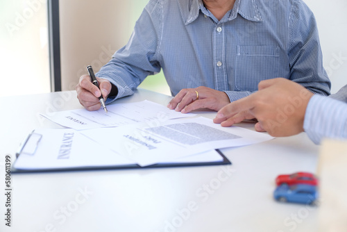Business people signing contract making a deal with real estate agent Concept for consultant and home insurance concept.