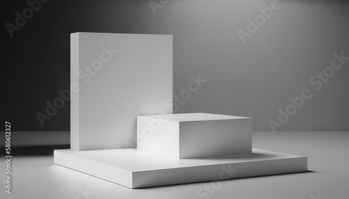 Wallpaper Mural Modern white product stage display scene 3d podium background with minimal geometric platform base or empty presentation round stand mockup and blank premium show pedestal soft clean floor concept Torontodigital.ca