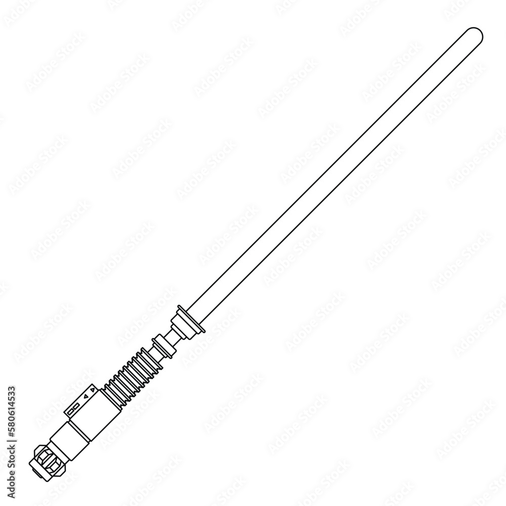 Fototapeta premium Lightsaber Outline Icon Illustration on Isolated White Background