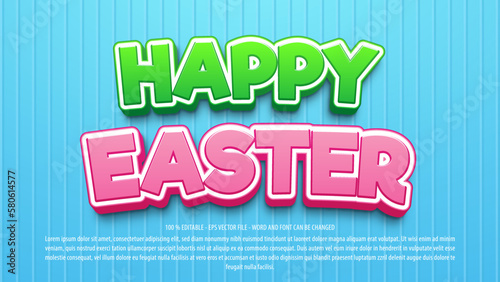Happy easter 3d bold editable text effect