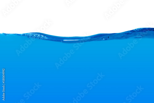  Wave water and bubbles isolated on white background, Water splash with bubbles of air.