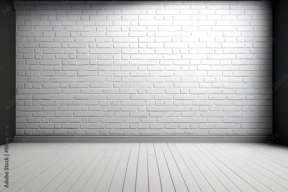 Fototapeta premium White empty space with parquet floors. A layout template. Illustration AI Generative