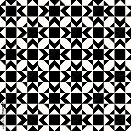 Black and white abstract geometric quilt pattern