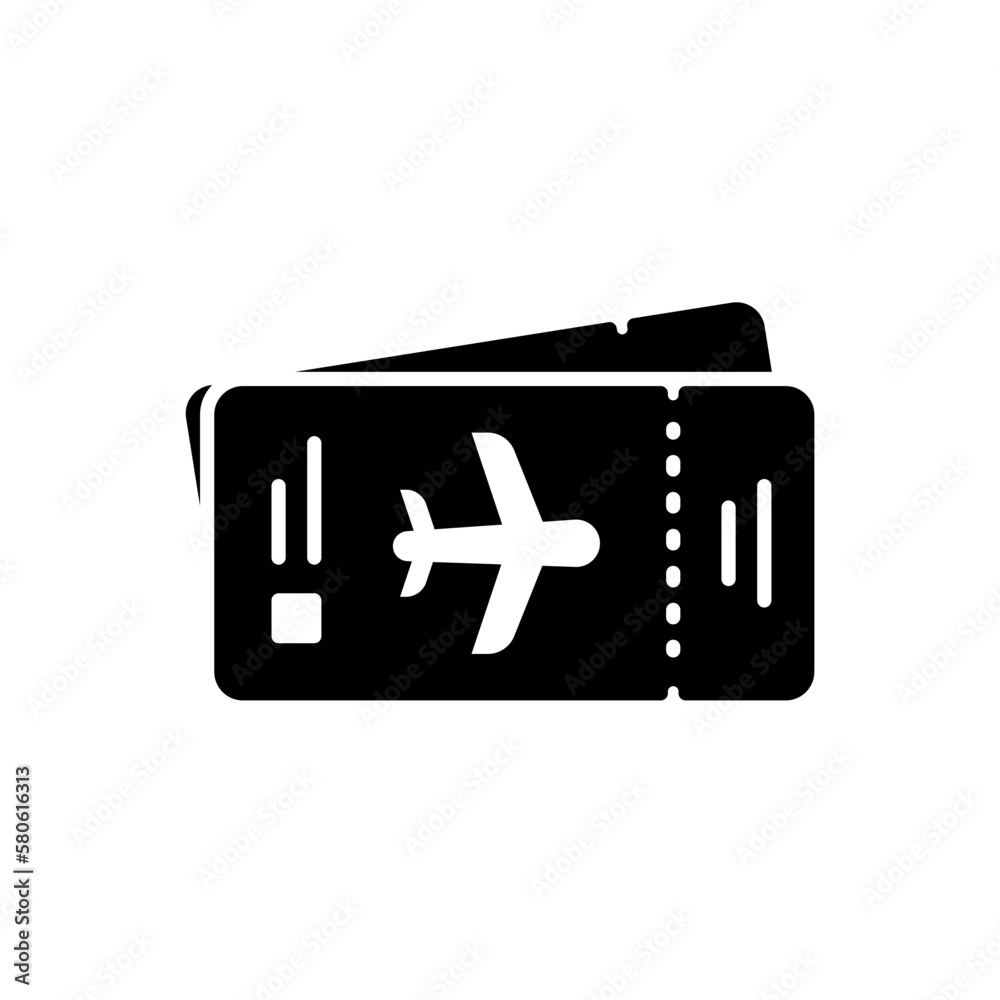Airplane ticket icon for travel by aviation transport Airplane ticket icon for travel by aviation transport