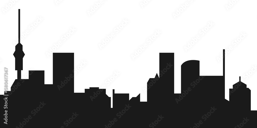 Obraz premium city landscape silhouette. concept of building, architecture, skyscraper. vector illustration.