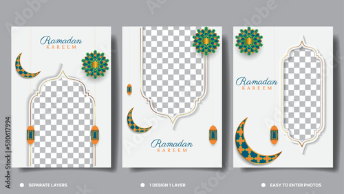 set of islamic poster design for ramadan kareem. eid mubarak, eid al-fitr, eid al-adha, muharam islamic new year, etc.