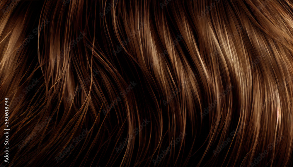 closeup of woman brown hair texture background. generative ai closeup of woman brown hair texture background. generative ai