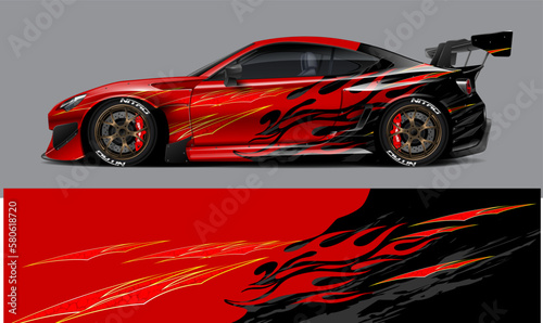 car livery design vector. Graphic abstract stripe racing background designs for wrap