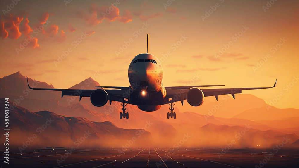 Fototapeta premium Image of plane generated by AI technology