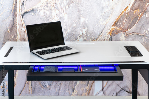 VIP office furniture table for director. Corporate table. Expensive table in the light interior photo