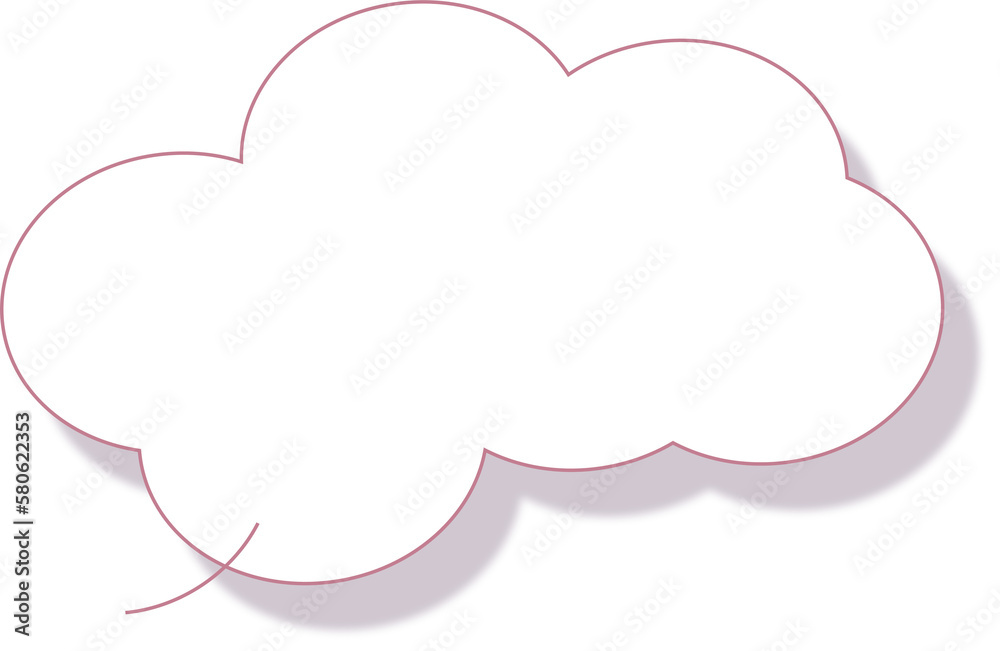 Dialog message bubble with shadow effect, cloud shape