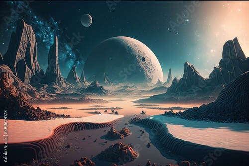 Exploring the Mystical Extraterrestrial Landscape  A Journey to the Alien Planet in Deep Space  Generative AI.