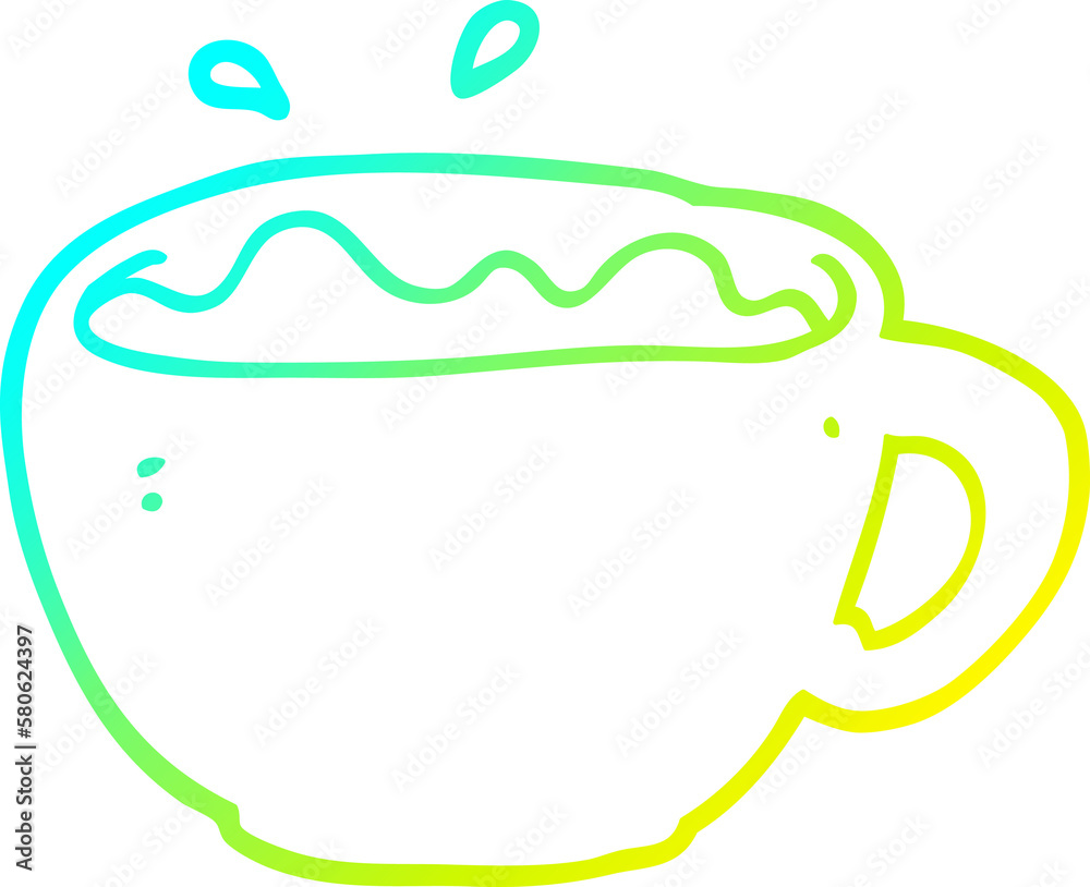 cold gradient line drawing cartoon coffee cup cold gradient line drawing cartoon coffee cup