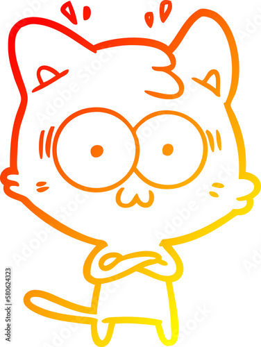 warm gradient line drawing cartoon surprised cat