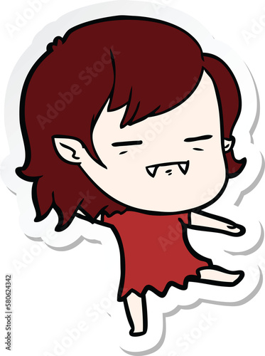 sticker of a cartoon undead vampire girl