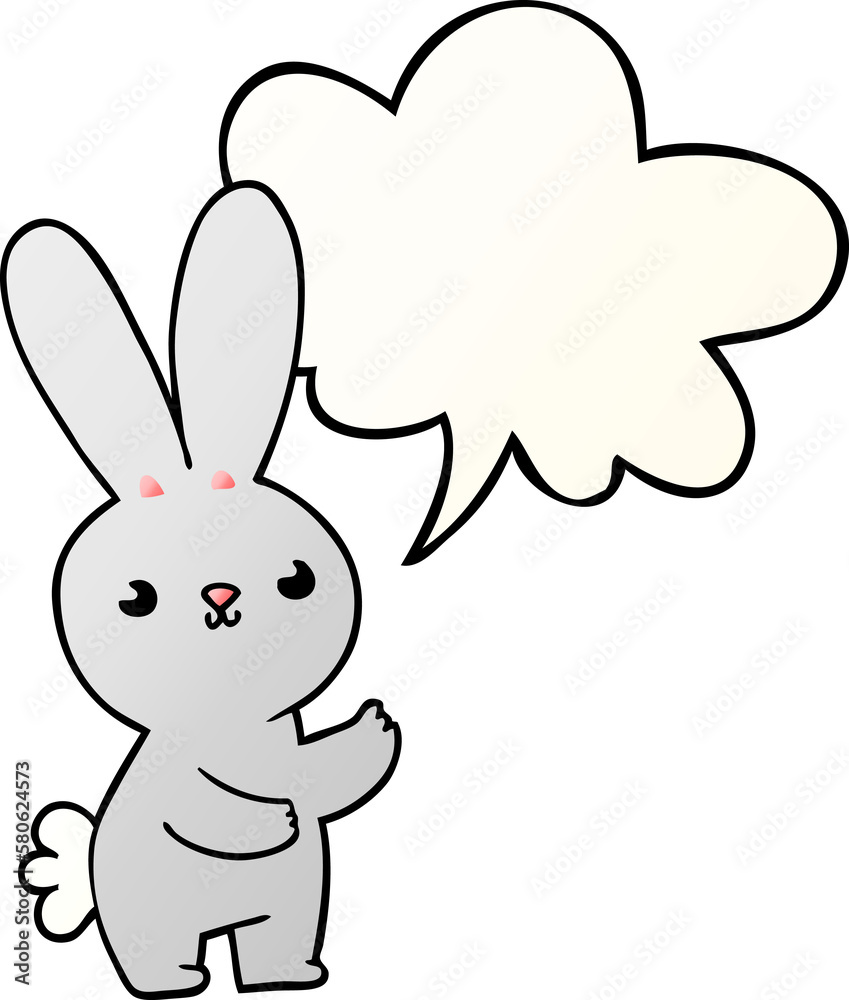 cute cartoon rabbit and speech bubble in smooth gradient style cute cartoon rabbit and speech bubble in smooth gradient style