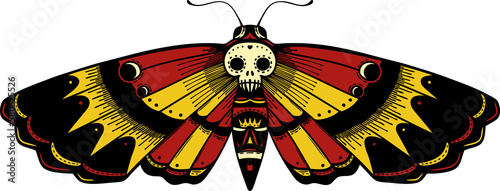 traditional tattoo of a deaths head moth photo