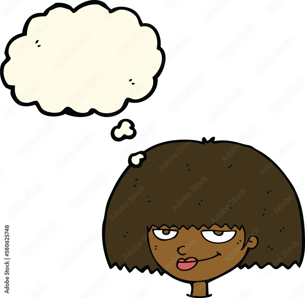 cartoon mean female face with thought bubble cartoon mean female face with thought bubble