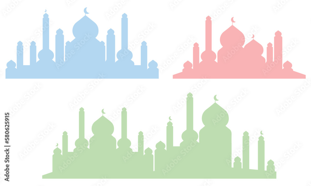 illustration silhouette mosque vector eps 10