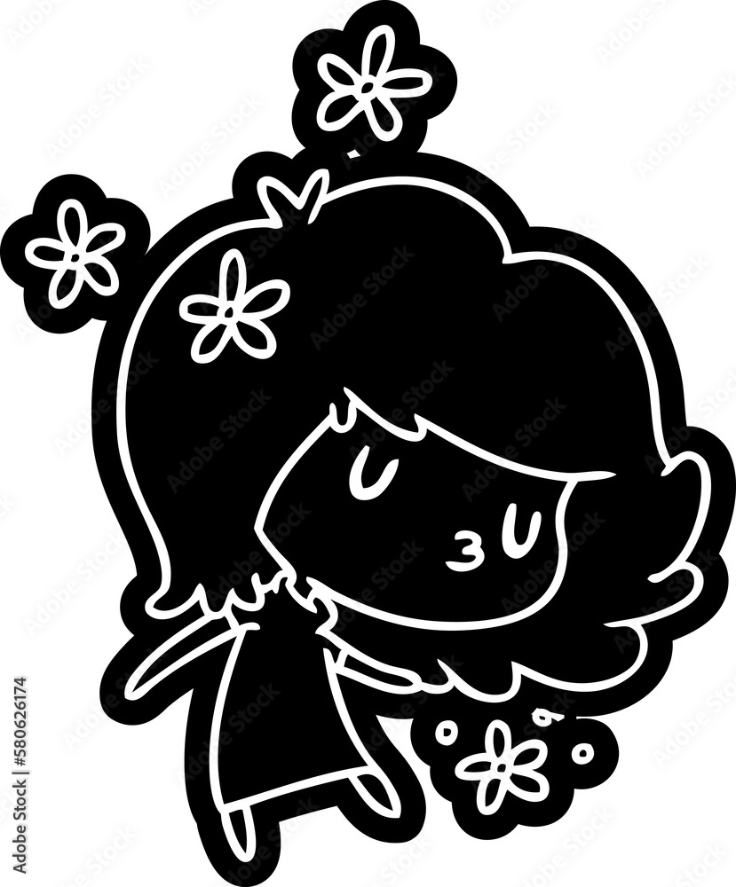 cartoon icon of a cute kawaii girl cartoon icon of a cute kawaii girl