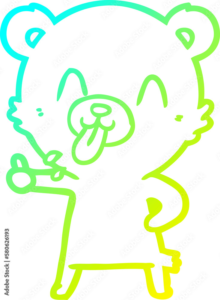 cold gradient line drawing rude cartoon bear