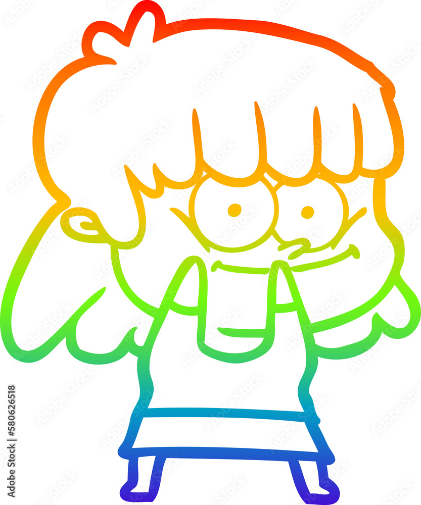 rainbow gradient line drawing cartoon smiling woman rainbow gradient line drawing cartoon smiling woman
