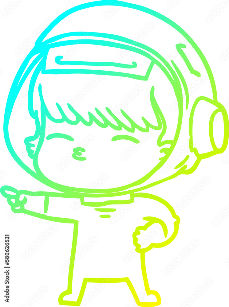 cold gradient line drawing cartoon curious astronaut pointing cold gradient line drawing cartoon curious astronaut pointing