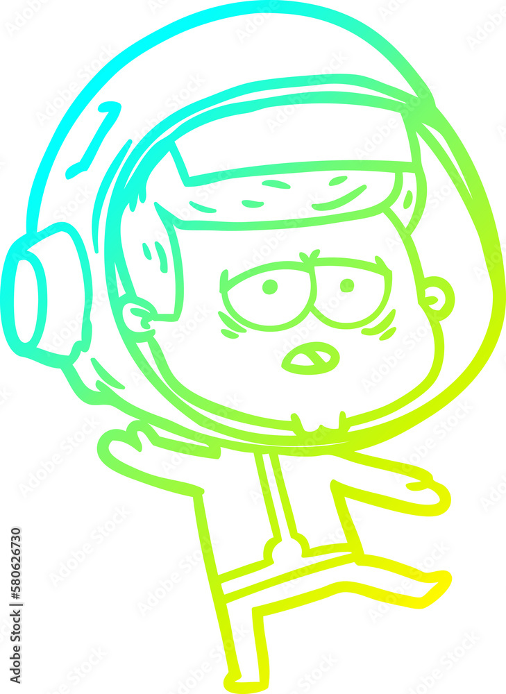 cold gradient line drawing cartoon tired astronaut cold gradient line drawing cartoon tired astronaut