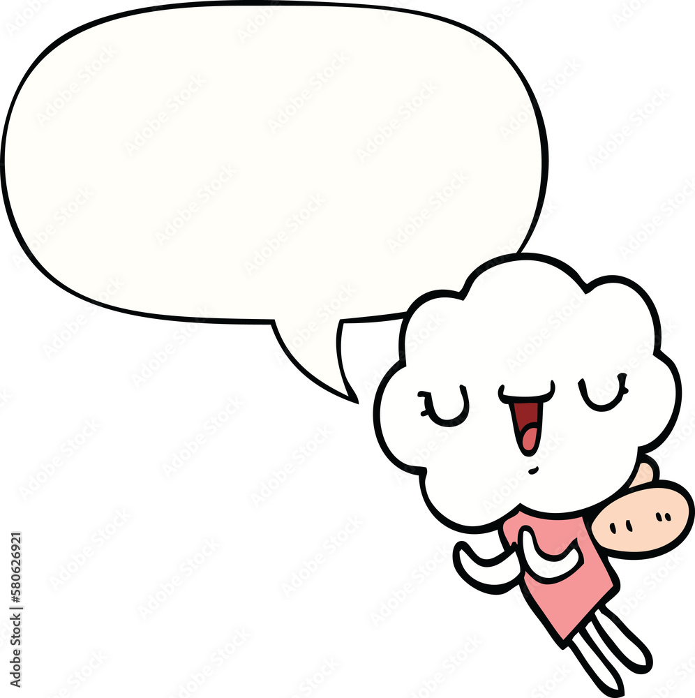 cute cartoon cloud head creature and speech bubble cute cartoon cloud head creature and speech bubble