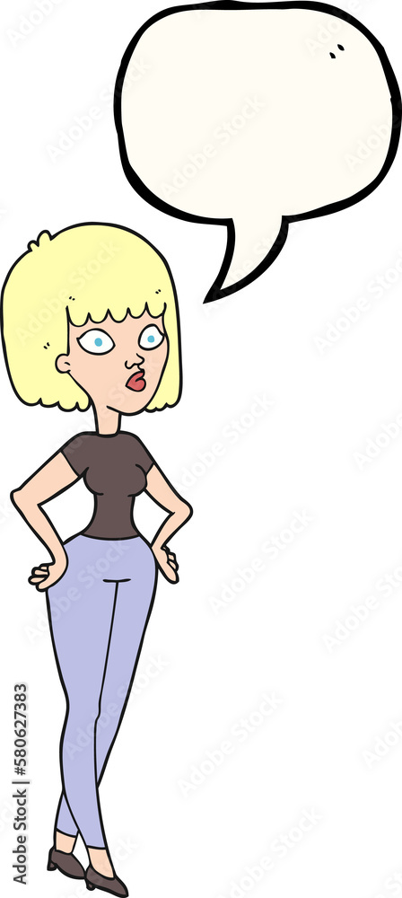 speech bubble cartoon woman with hands on hips speech bubble cartoon woman with hands on hips