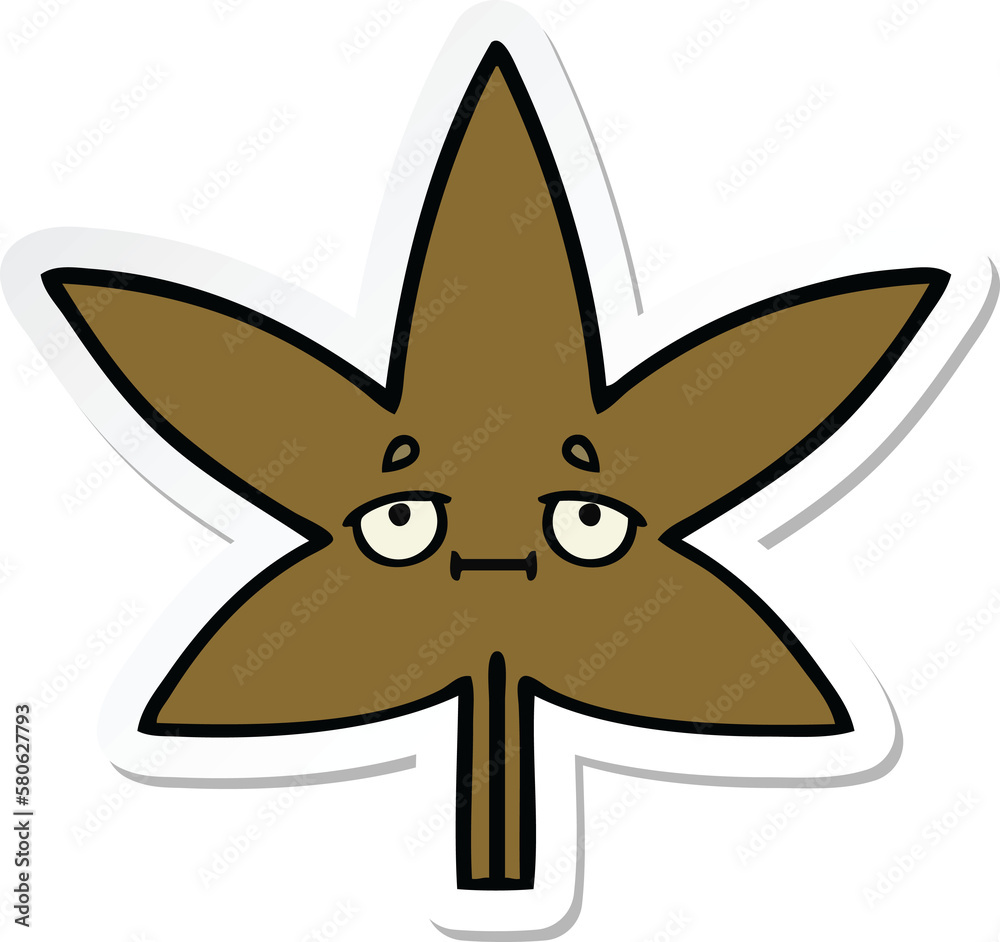 sticker of a cute cartoon autumnal leaf sticker of a cute cartoon autumnal leaf